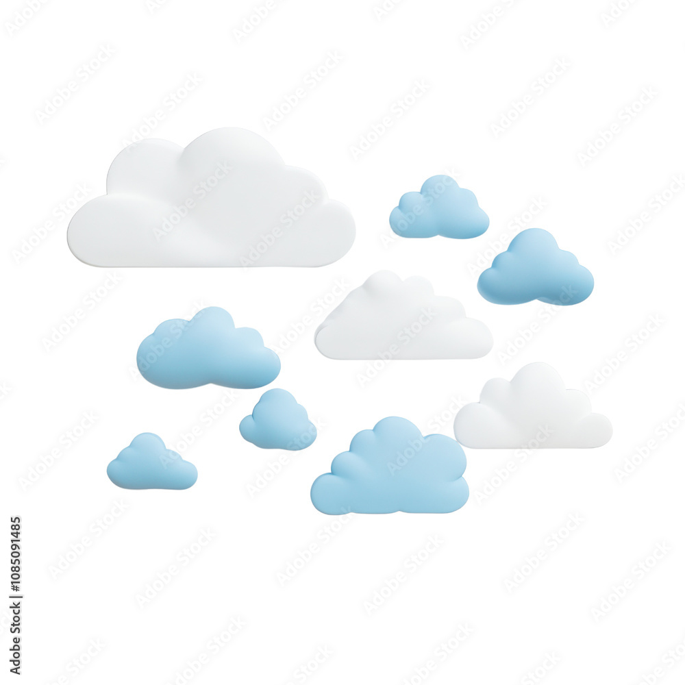Soft white and blue clouds in whimsical arrangement, perfect for decor Soft white and blue clouds in whimsical arrangement, perfect for decor