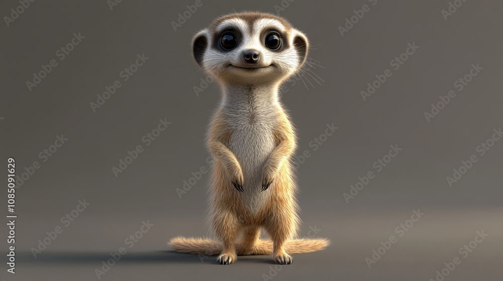custom made wallpaper toronto digitalAdorable Meerkat Standing Upright on a Neutral Background with a Curious Expression and Detailed Fur Texture