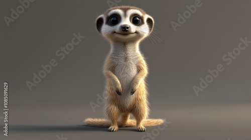 Wallpaper Mural Adorable Meerkat Standing Upright on a Neutral Background with a Curious Expression and Detailed Fur Texture Torontodigital.ca