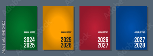 flat gradient colorful cover template, financial annual report mockup, bright school notebook vector illustration