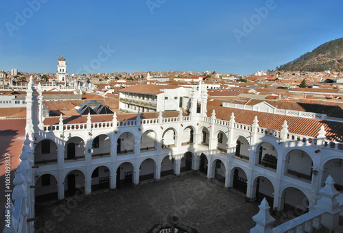 The Convent of San Felipe de Neri with a view of the old town of Sucre, Bolivia,