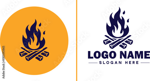 Campfire icon Bonfire Blaze Fire Pit flat logo sign symbol editable vector