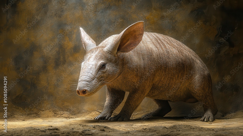 Captivating Portrait of an Aardvark in Its Natural Habitat with Textured Background and Soft Lighting Captivating Portrait of an Aardvark in Its Natural Habitat with Textured Background and Soft Lighting