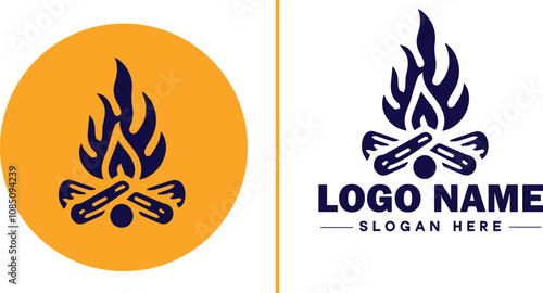 Campfire icon Bonfire Blaze Fire Pit flat logo sign symbol editable vector
