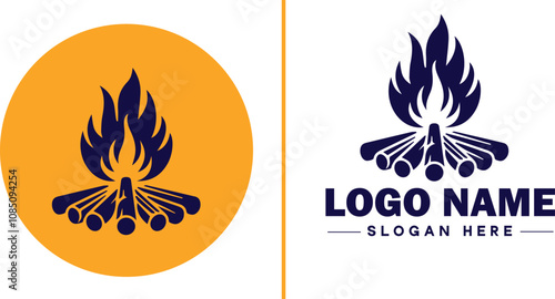 Campfire icon Bonfire Blaze Fire Pit flat logo sign symbol editable vector