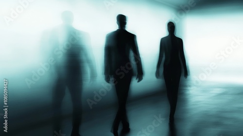 Silhouetted figures in a mysterious environment. photo