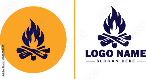 Campfire icon Bonfire Blaze Fire Pit flat logo sign symbol editable vector
