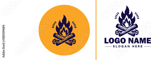 Campfire icon Bonfire Blaze Fire Pit flat logo sign symbol editable vector