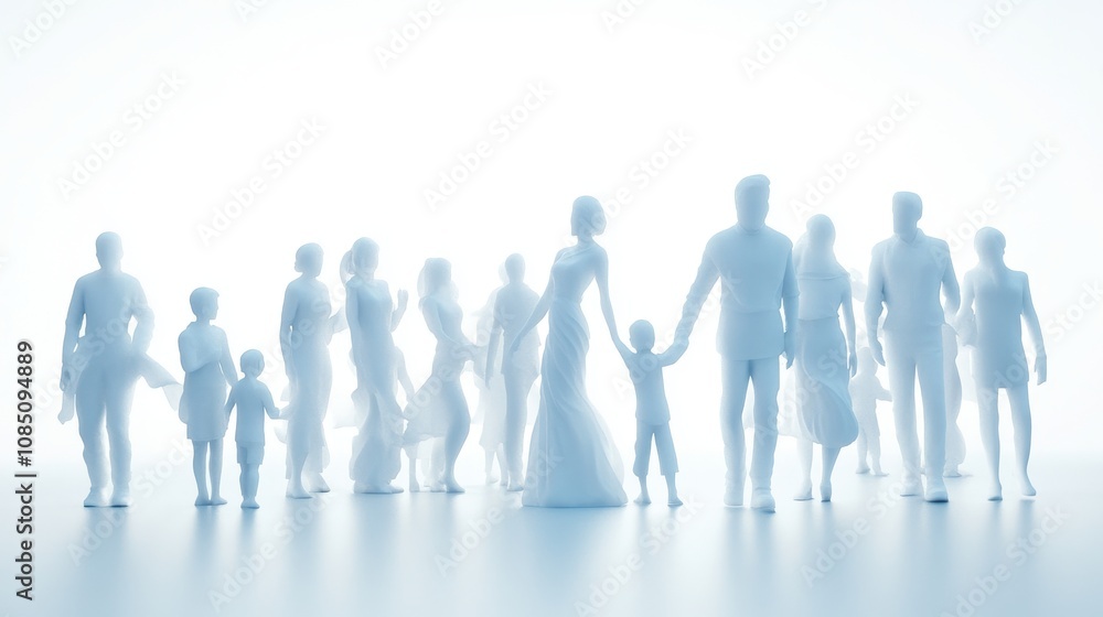 Silhouettes of a diverse group of people together