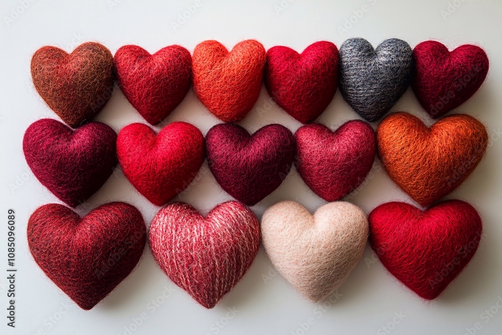 Fototapeta premium Soft little heart-shaped pillows are perfect for adding coziness and romance to any space. These adorable pillows are designed in the shape of hearts, making them perfect for Valentine's Day