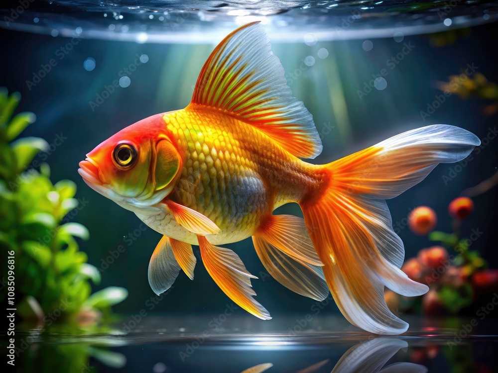 Captivating Isolated Goldfish in a Crystal Clear Aquarium Setting - Stunning Underwater Photography of Goldfish in Isolation for Nature and Animal Enthusiasts Captivating Isolated Goldfish in a Crystal Clear Aquarium Setting - Stunning Underwater Photography of Goldfish in Isolation for Nature and Animal Enthusiasts