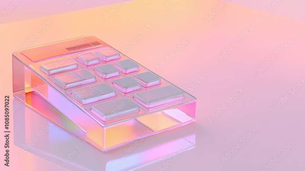 Stylish translucent calculator on a pastel background Stylish translucent calculator on a pastel background