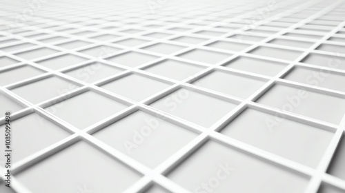 Abstract white grid pattern with perspective view. photo