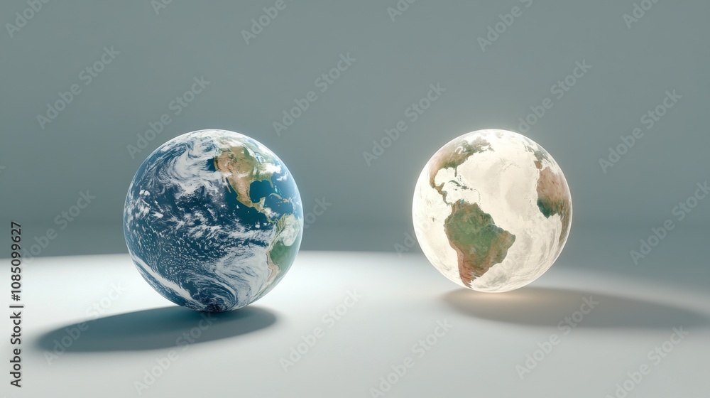 Two globes representing Earth and its nature. Two globes representing Earth and its nature.
