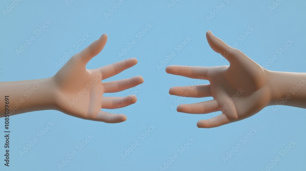Two hands reaching out to each other. Two hands reaching out to each other.