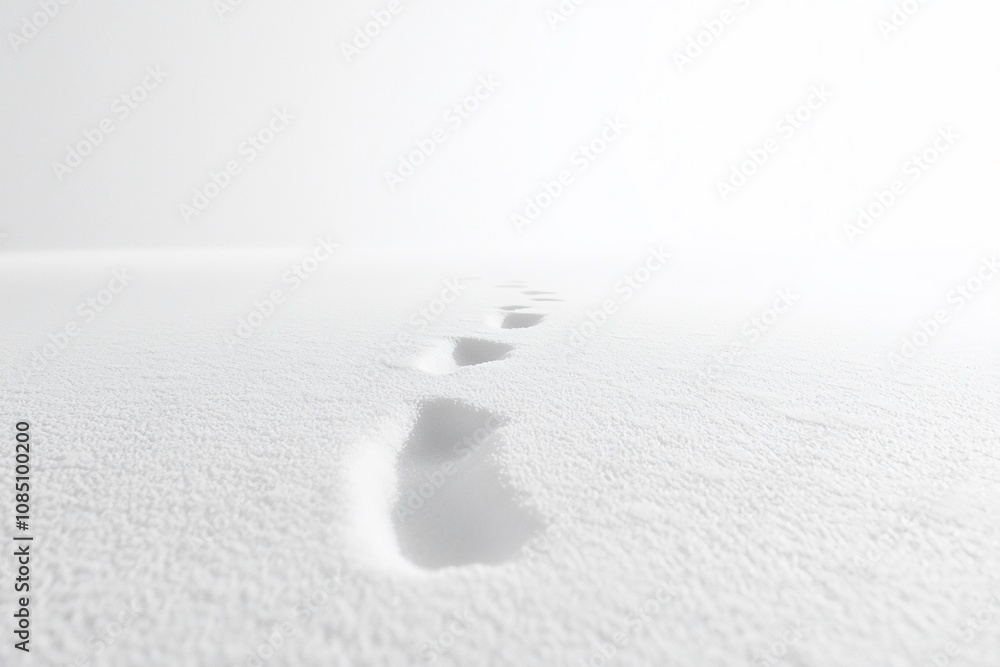 Silent Journey: Footprints in a Serene Snowy Landscape Silent Journey: Footprints in a Serene Snowy Landscape