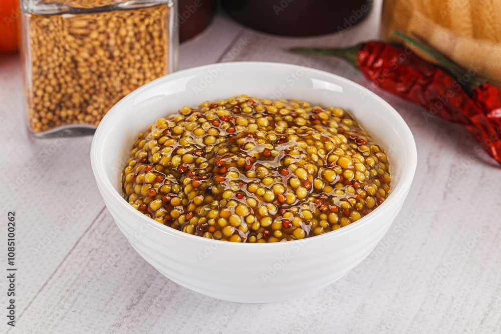Spicy mustard sauce with seeds Spicy mustard sauce with seeds