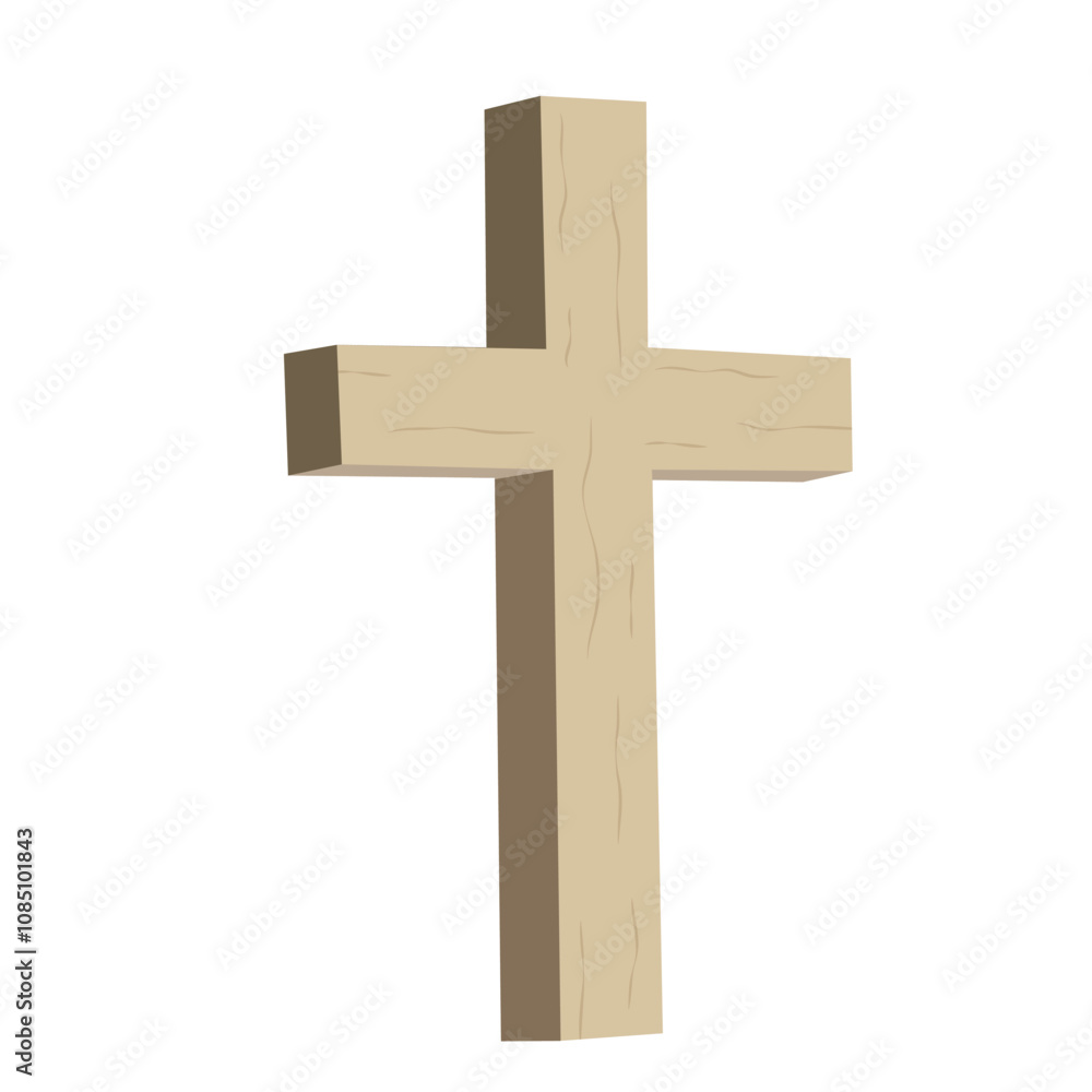 Wooden Cross Illustration Isolated on White Background Wooden Cross Illustration Isolated on White Background