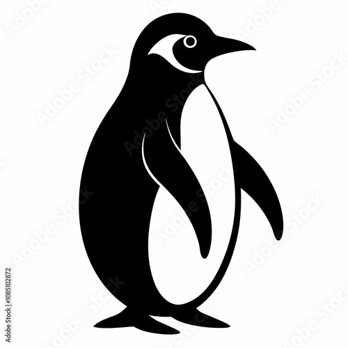 Penguin silhouette vector illustration on white background