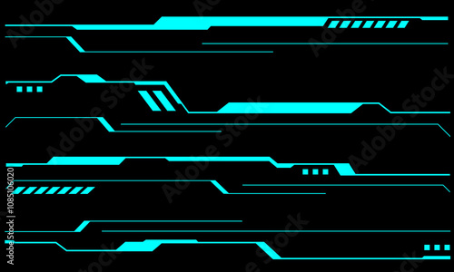 Set of sci fi blue cyber line set user interface elements technology futuristic design modern creative on black background vector