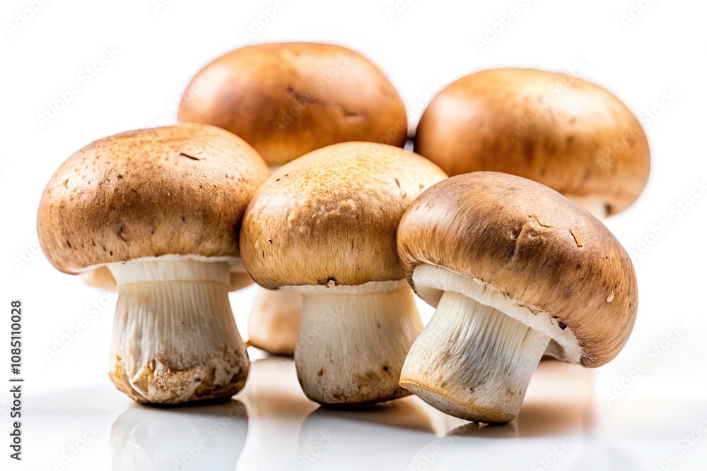 Fresh Mushrooms on White Background | Candid Photography | High Depth of Field | Natural Food Photography | Gourmet Ingredients | Culinary Art | Organic Produce Fresh Mushrooms on White Background | Candid Photography | High Depth of Field | Natural Food Photography | Gourmet Ingredients | Culinary Art | Organic Produce