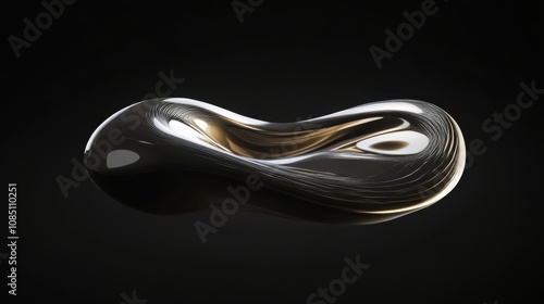 Abstract Metallic Sculpture: Fluid Geometric Shapes Rendered in 3D