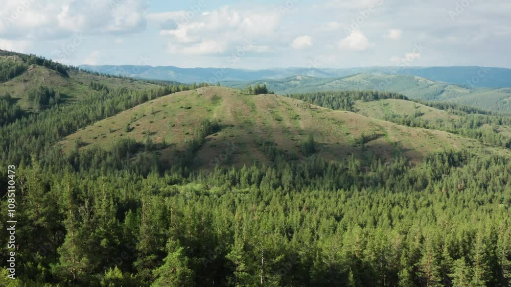 The Southern Urals, Bashkir State Nature Reserve. View of the Southern Kraka ridge in summer. Aerial view. The Southern Urals, Bashkir State Nature Reserve. View of the Southern Kraka ridge in summer. Aerial view.