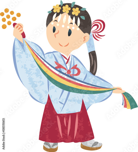 神道　神社　巫女　イラスト