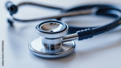 Closeup of a Stethoscope with a Shiny Silver Head