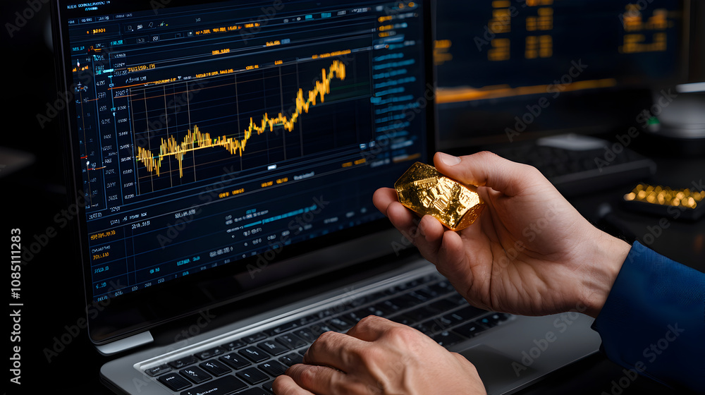 Trading precious metals financial market data visualization digital workspace close-up investment strategies Trading precious metals financial market data visualization digital workspace close-up investment strategies
