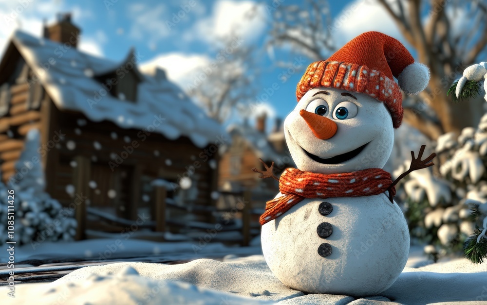 Obraz premium 3d SNOWMAN cartoon style 