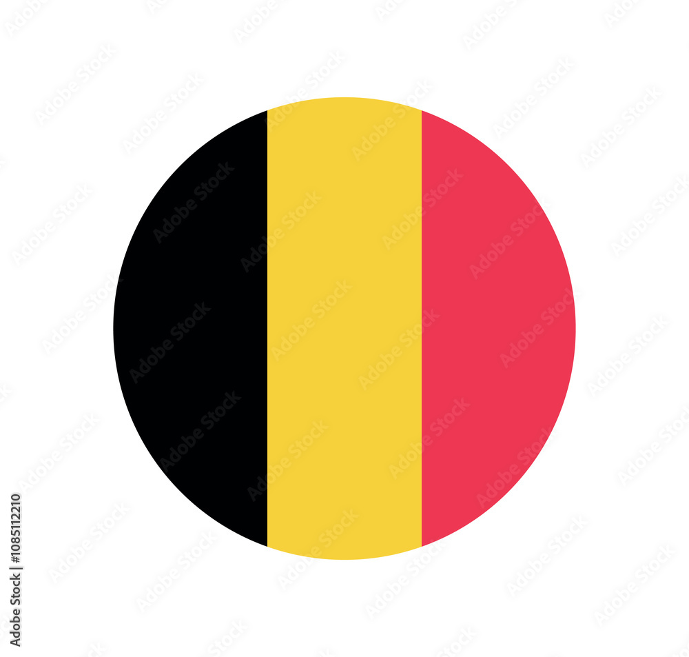 Fototapeta premium Belgium National Flag vector icon. Round flag of Belgium.