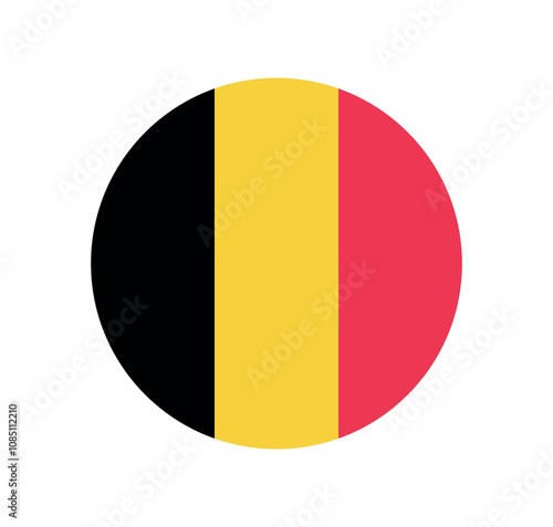 Belgium National Flag vector icon. Round flag of Belgium.