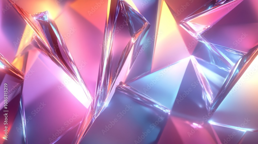 Abstract Geometric Crystal with Iridescent Colors Abstract Geometric Crystal with Iridescent Colors