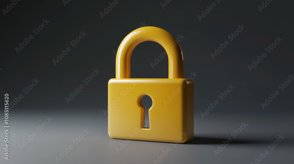 Yellow Padlock on a Gray Background Yellow Padlock on a Gray Background