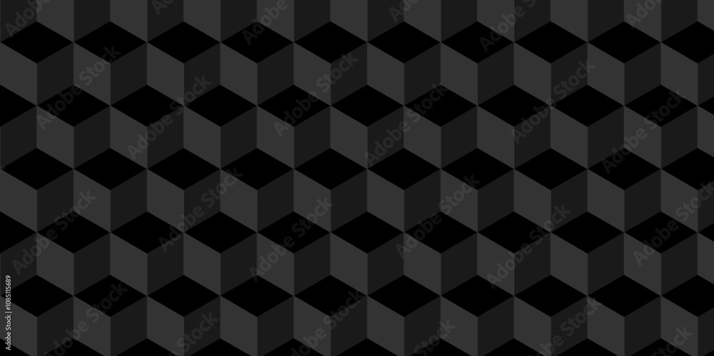 Abstract dark black cubic metallic wall cube texture. seamless box vector cube pattern wallpaper grid background. Abstract dark black cubic metallic wall cube texture. seamless box vector cube pattern wallpaper grid background.