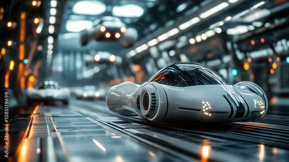 A Futuristic Airport with Flying Cars A Futuristic Airport with Flying Cars