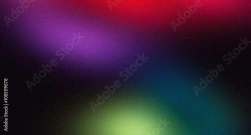 Red purple blue green dark abstract glowing grainy gradient backgrounds. Vibrant noisy texture gradient, aesthetic texture effect, bright, shine, noise texture, perfect for any project