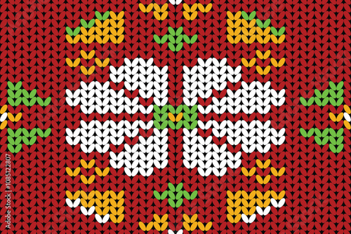 This image depicts a traditional textile pattern that is deeply rooted in cultural heritage, possibly inspired by the embroidery styles of the Hmong or other indigenous ethnic groups
