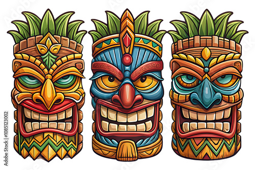 Set tiki masc transparent background. Png File