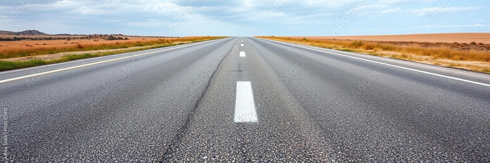 Obraz premium Paved asphalt road stretching into the distance, paved, solitude, open space
