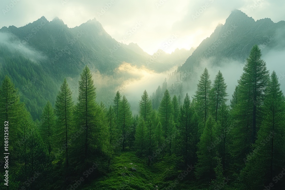 Obraz premium Misty Mountain Sunrise