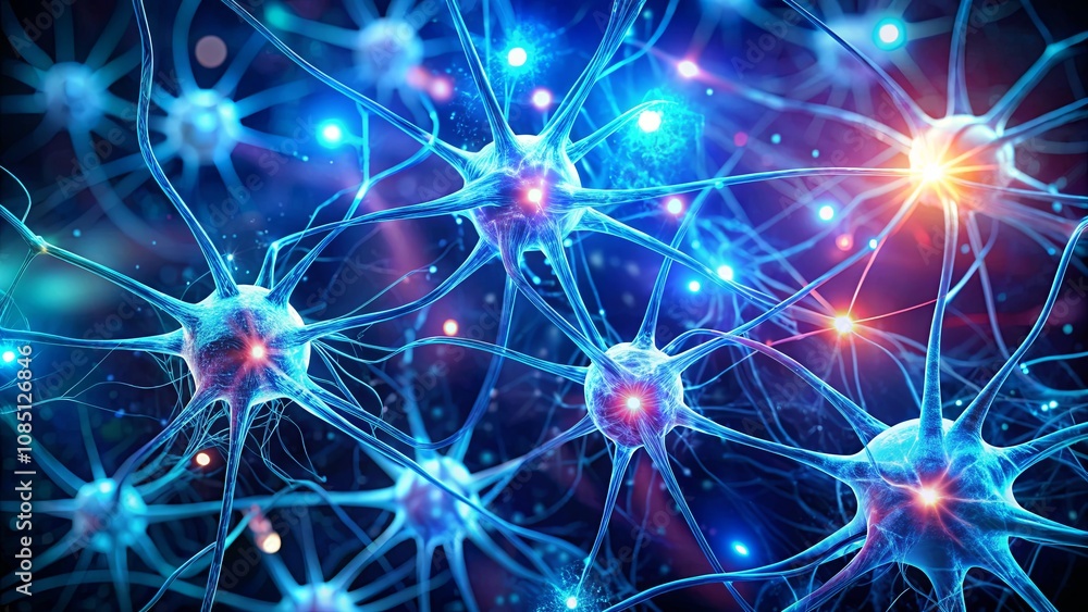 Intricate Network of Neurons Illuminated by Vibrant Light Representing the Complexity of Brain Functions and Neural Connections in a Digital Space Intricate Network of Neurons Illuminated by Vibrant Light Representing the Complexity of Brain Functions and Neural Connections in a Digital Space