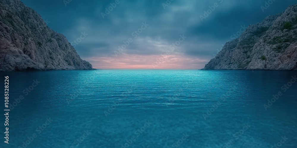 Fototapeta premium Serene Landscape with Calm Waters and Mounts