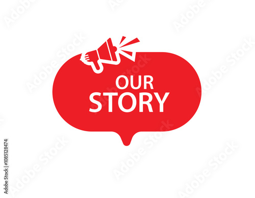 our story text information sign	