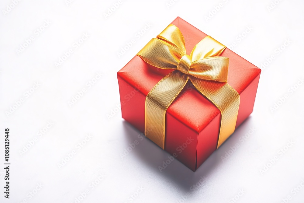 Red Gift Box with Golden Ribbon Red Gift Box with Golden Ribbon