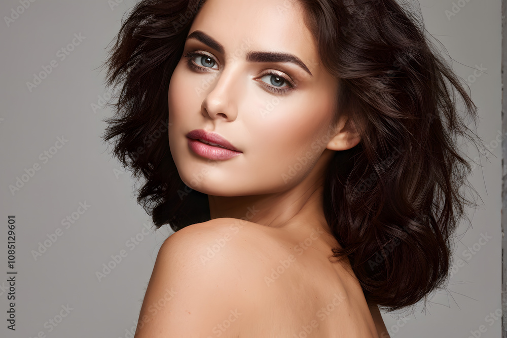 A woman with brown hair and a tan face A woman with brown hair and a tan face
