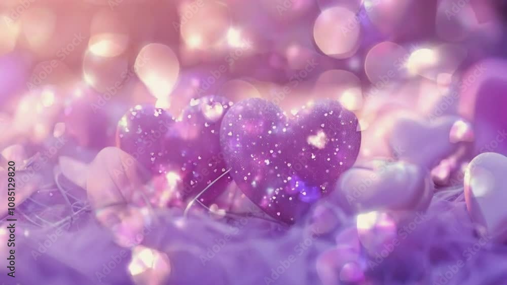 Purple Hearts with Bokeh Effect: Beautiful and Delicate Background for Valentine's Day Purple Hearts with Bokeh Effect: Beautiful and Delicate Background for Valentine's Day