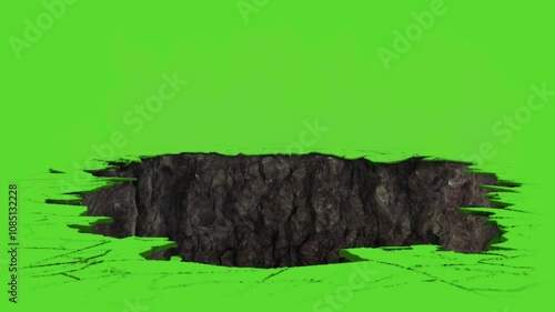 A large-scale fireball with dense smoke clouds rising on a green screen, creating a powerful and cinematic effect for action or destruction scenes.