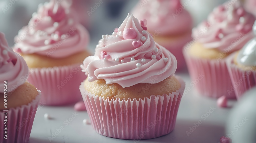 Cupcake Display on Plate with Festive Celebration Background Decor Image Cupcake Display on Plate with Festive Celebration Background Decor Image